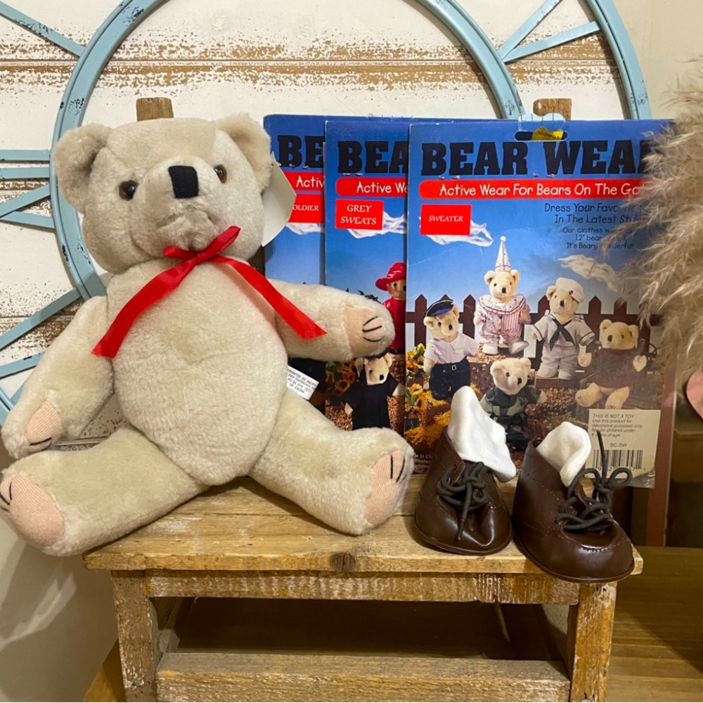 12” Fully Jointed Bear W/ 3 Costumes And Shoes NEW!